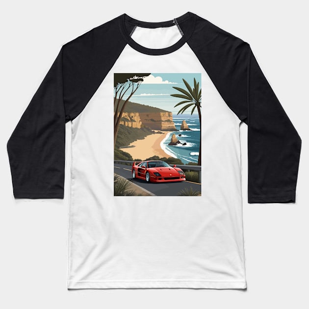 Italian Red F40 Classic Car Poster Baseball T-Shirt by VENZ0LIC